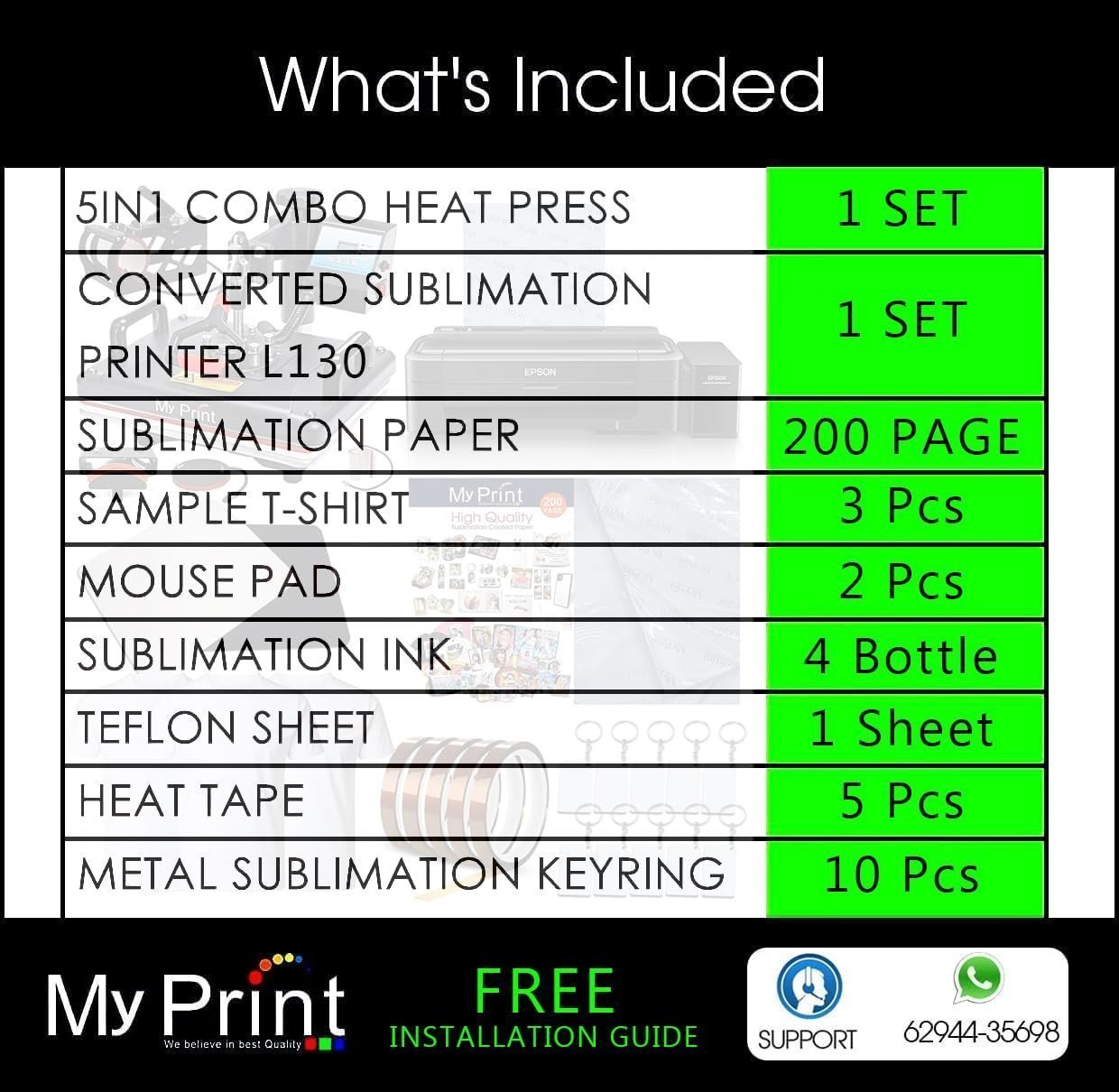 MY PRINT | Complete Setup Sublimation Printing | Heat Press Combo 5 in 1 | Printer L130 - Image 2